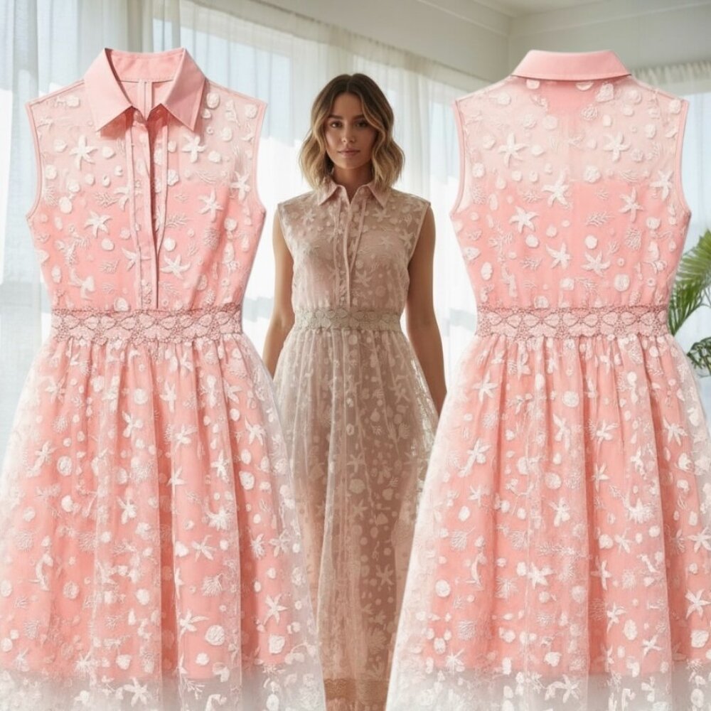 Light Pink Vintage Style Lace Swing Dress